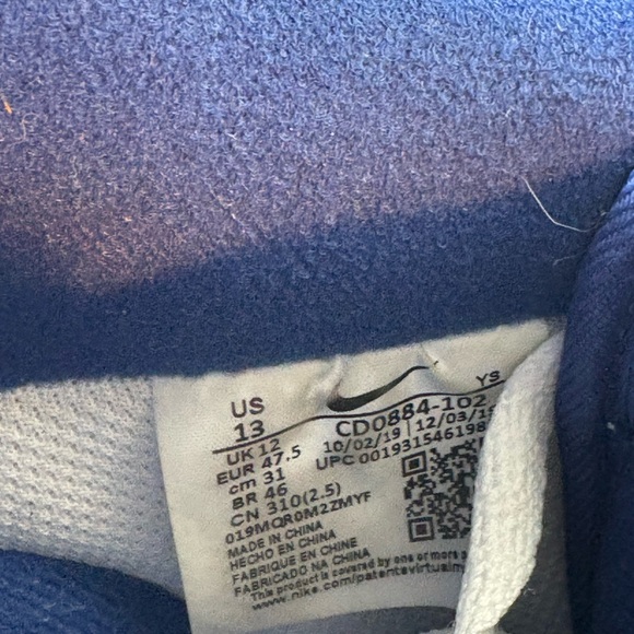 Nike Air Force 1 Low White Deep Royal Blue Men's Size 13 CD0884-102 - Picture 8 of 8